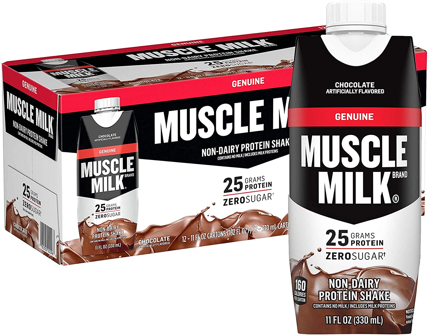 Muscle Milk Genuine Protein Shake, Chocolate, 25g Protein, 11 Fl Oz, 12 Pack