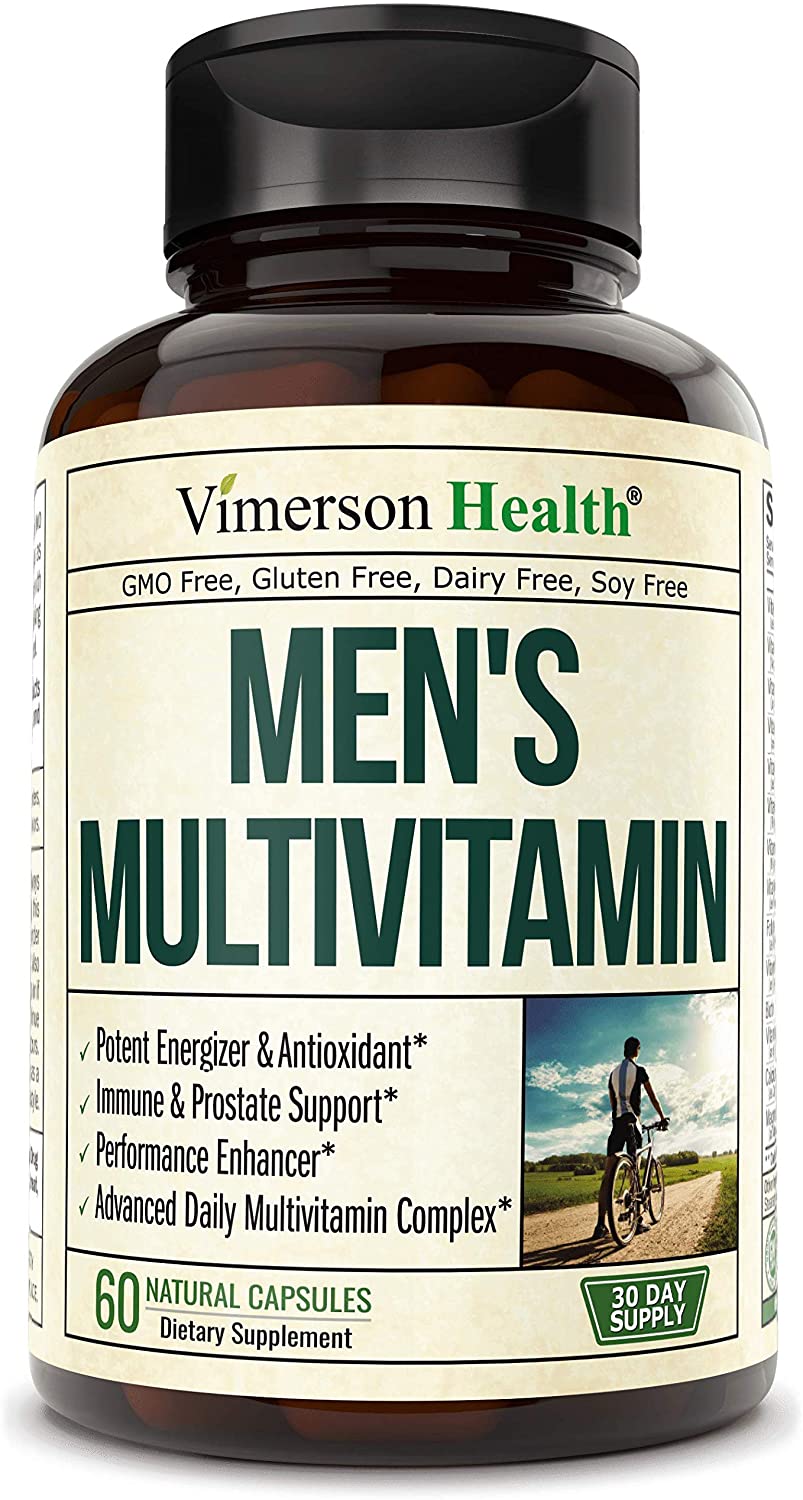 Men's Daily Multimineral Multivitamin Supplement. Vitamins A C E D B1 B2 B3 B5 B6 B12. Magnesium, Biotin, Spirulina, Zinc. Antioxidant Properties, Immune Health